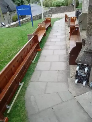 Some pews ready for collection